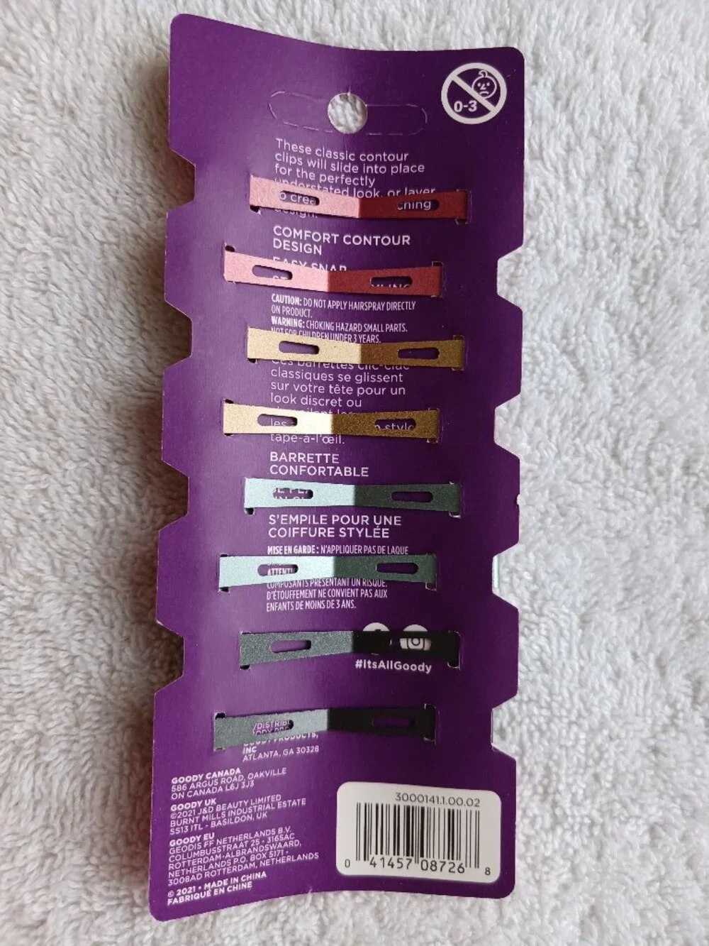 8 Goody Metal Hair Contour Snap Clips Sparkly Colored Metallic Breanna 2 3/8